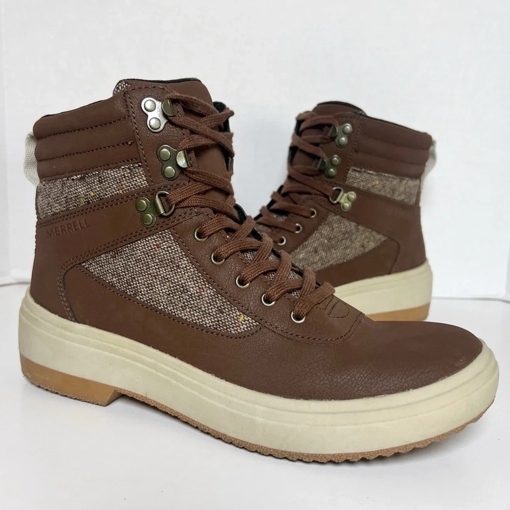 •MERRELL• Holly 2 Lace Up Waterproof Boot in Oak Brown Size 9 Gore-Tex‎ Winter